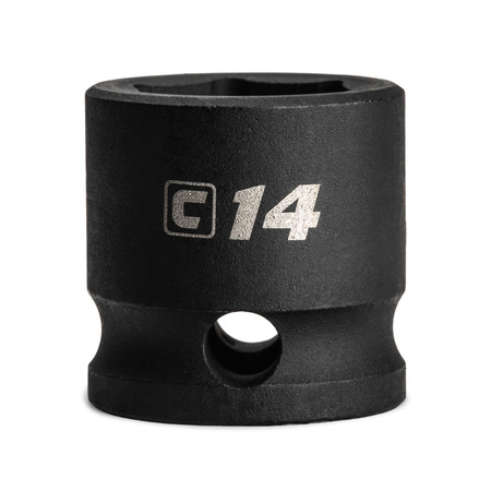 CAPRI TOOLS 14 mm Stubby Impact Socket, 3/8 in. Drive, 6 Point, Metric CP53434